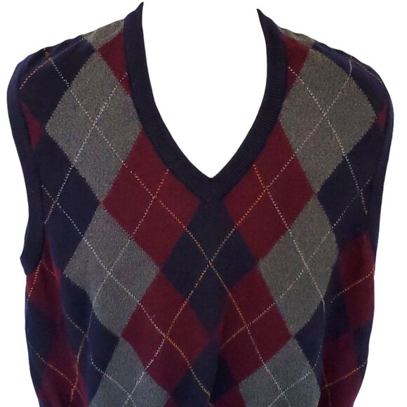 Vintage Argyle Sweater Vest Men's M Tricots St Raphael Wool Pullover V Neck Knit - Picture 5 of 8